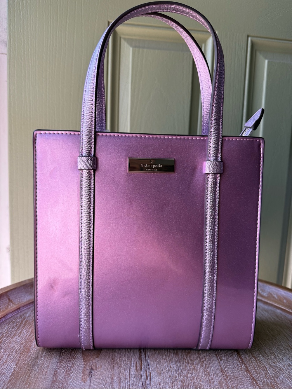 kate spade metallic lavender tote in purple